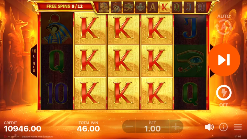 Two different Special Expanding Symbols expanded on neighbouring reels at once in Book of Gold: Multichance