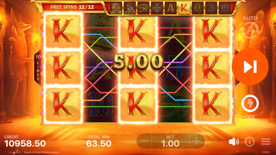 Retrigger animation adding a new Special Expanding Symbol on top of an already active one in Book of Gold: Multichance